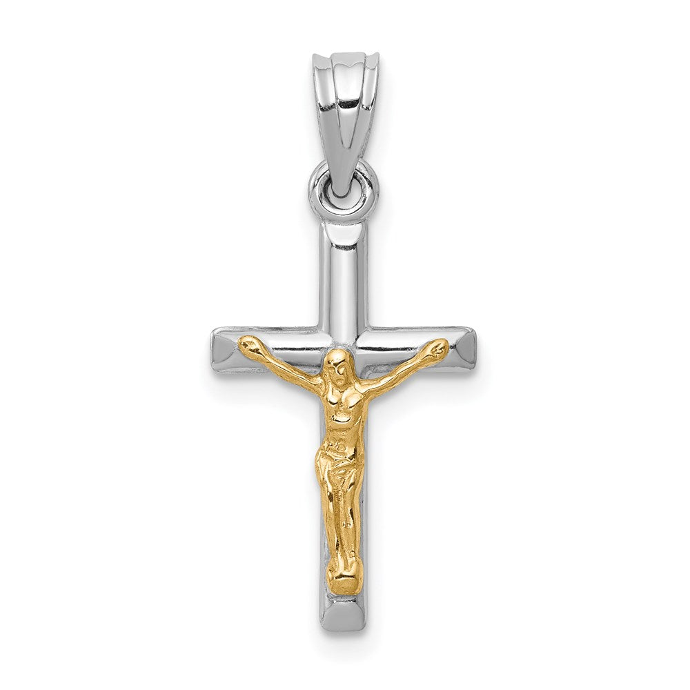 14K Two-Tone Hollow Crucifix Charm