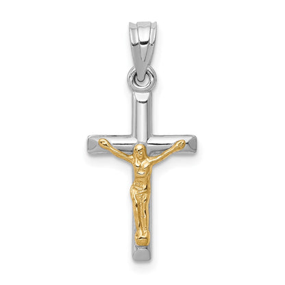 14K Two-Tone Hollow Crucifix Charm