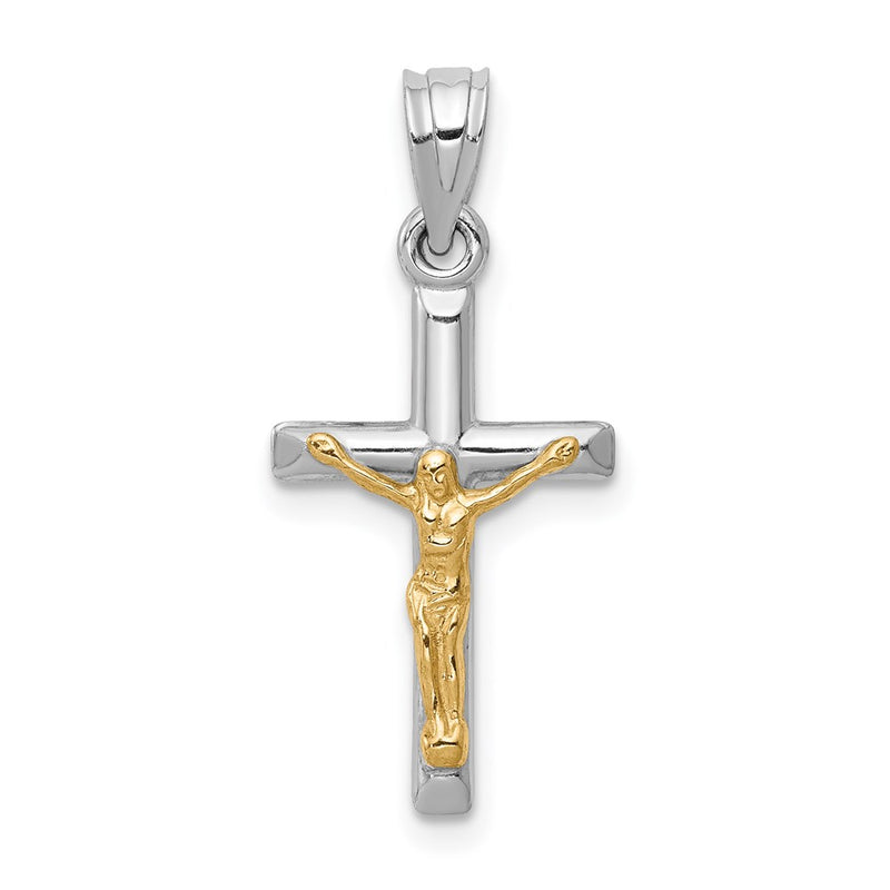14K Two-Tone Hollow Crucifix Charm