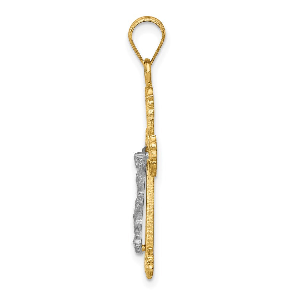 14K Two-Tone Diamond-Cut Crucifix Pendant