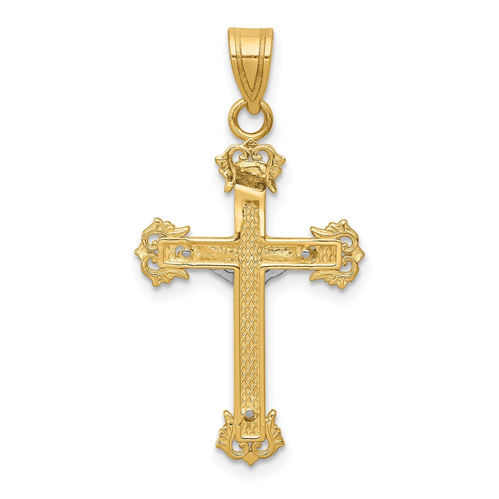 14K Two-Tone Diamond-Cut Crucifix Pendant
