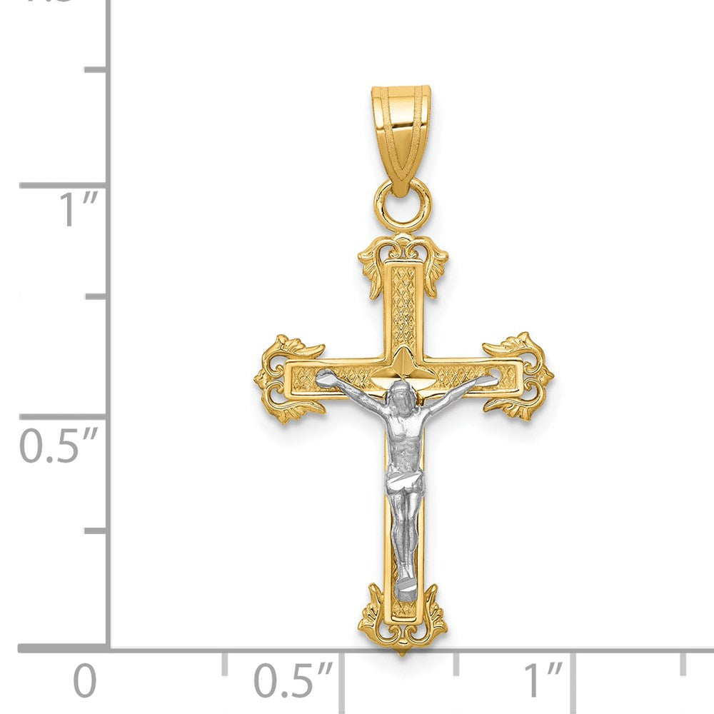 14K Two-Tone Diamond-Cut Crucifix Pendant