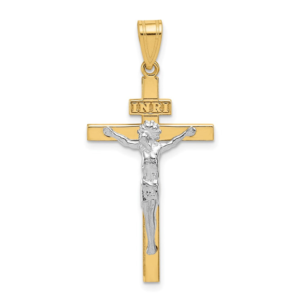 14K Two-Tone Inri Crucifix Pendant
