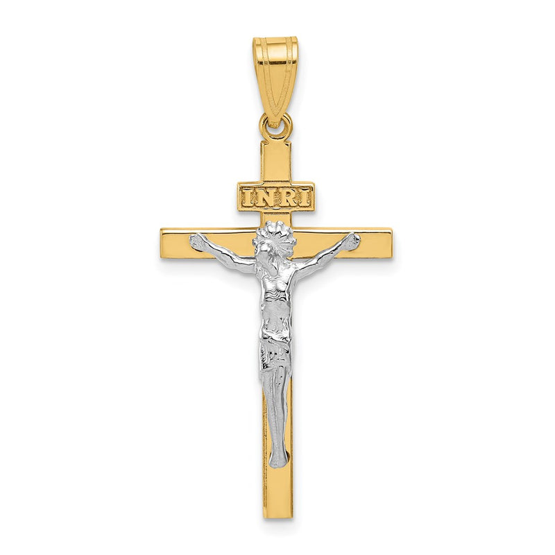 14K Two-Tone Inri Crucifix Pendant