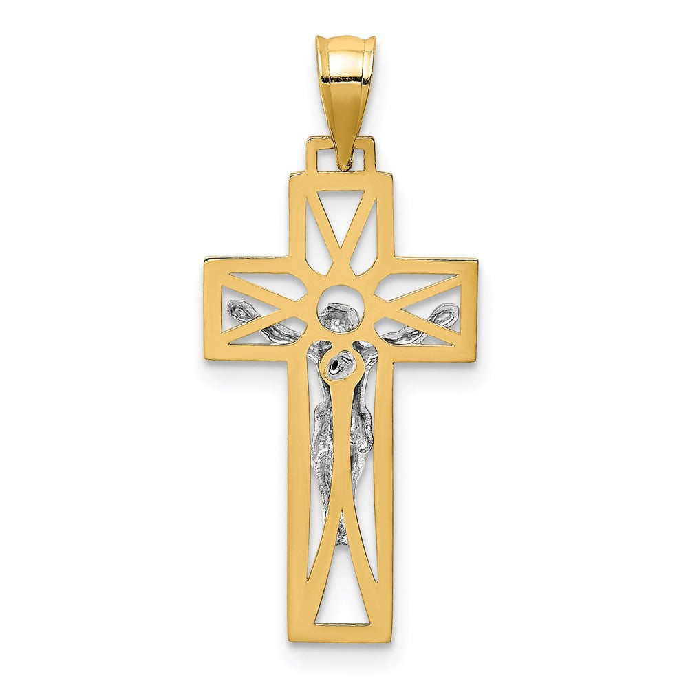 14K Two-Tone Crucifix Pendant