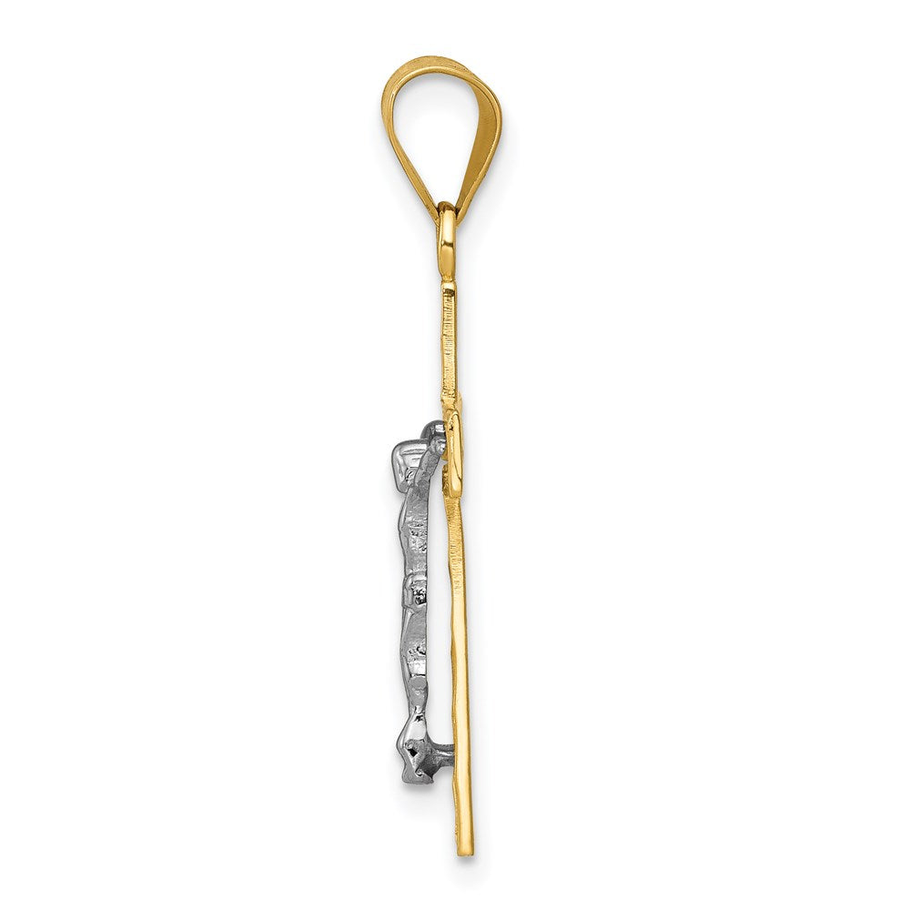 14K Two-Tone Diamond-Cut Crucifix Charm