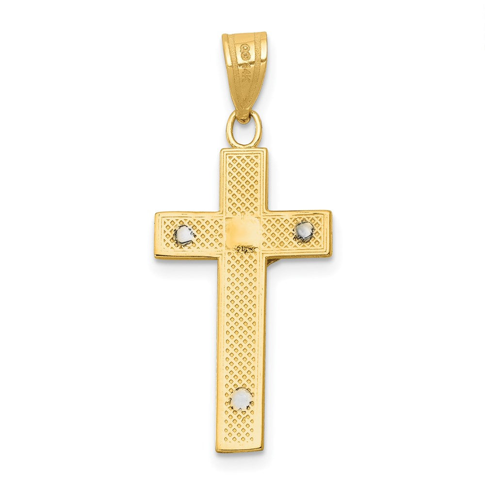 14K Two-Tone Diamond-Cut Crucifix Charm