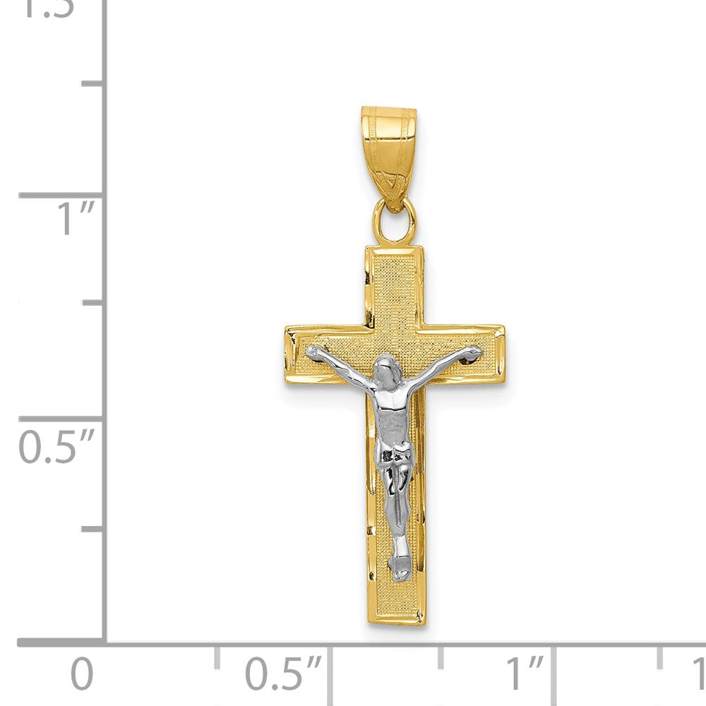14K Two-Tone Diamond-Cut Crucifix Charm