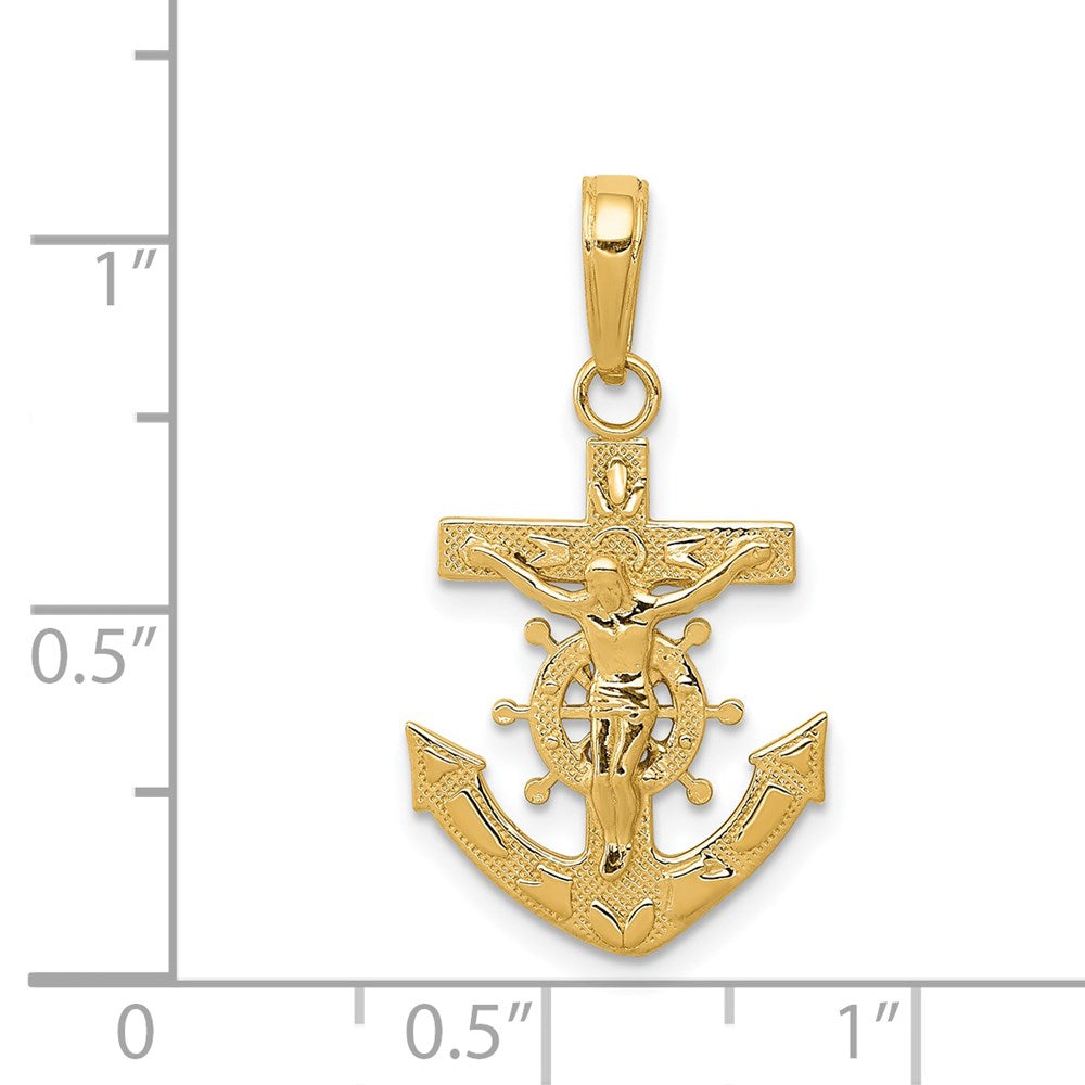 14K Yellow Gold Mariners Crucifix Pendant