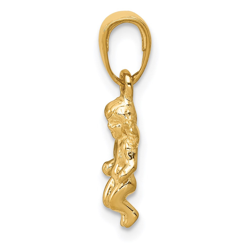 14K Yellow Gold 3D Small Guardian Angel Pendant