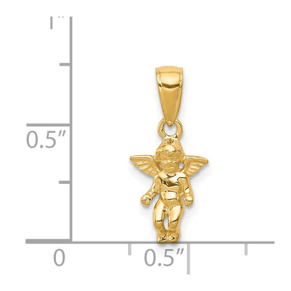 14K Yellow Gold 3D Small Guardian Angel Pendant