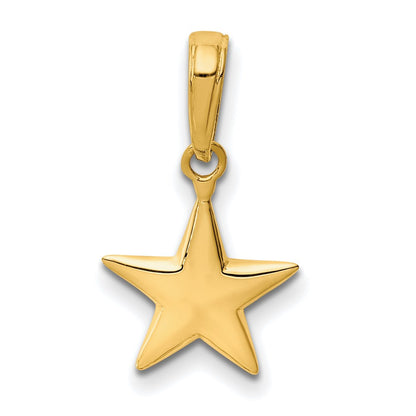 14K Yellow Gold Small Polished 3-D Star Charm