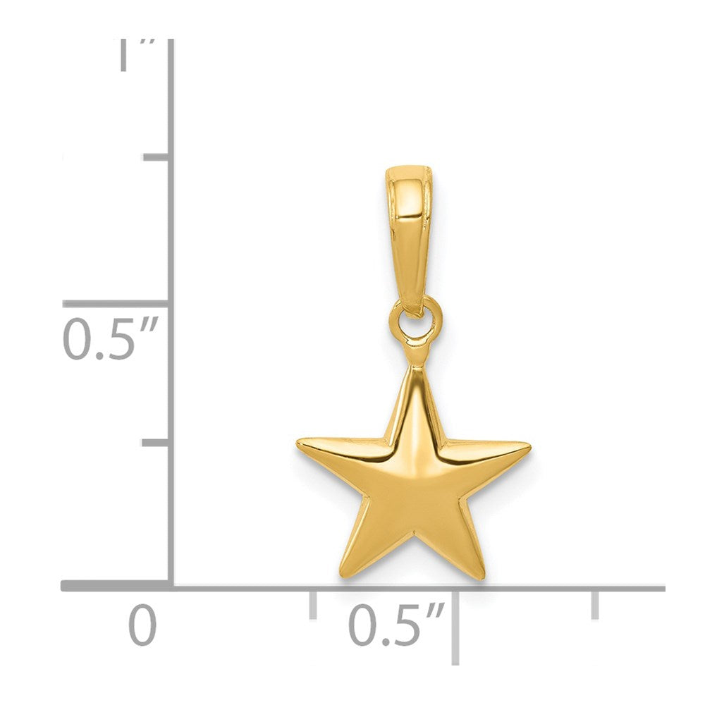 14K Yellow Gold Small Polished 3-D Star Charm