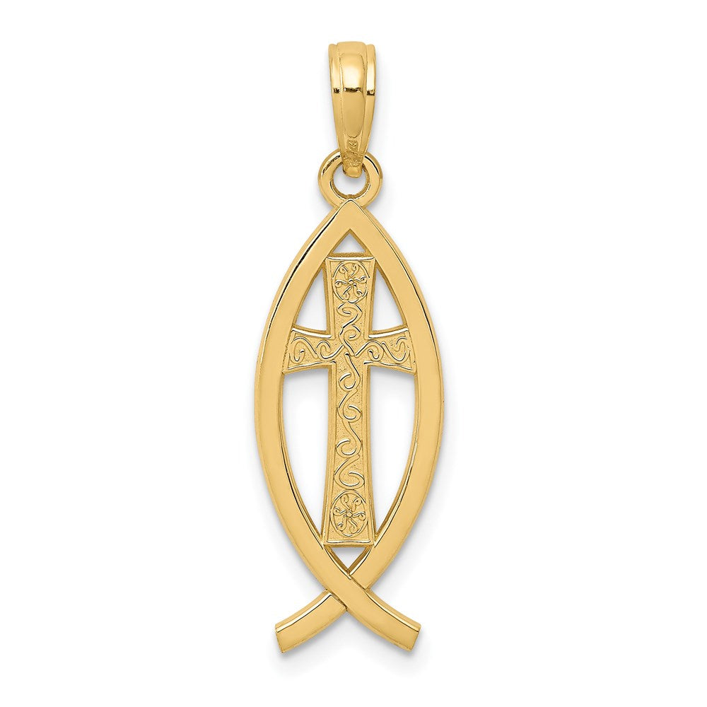 14K Yellow Gold Ichthus Fish Pendant