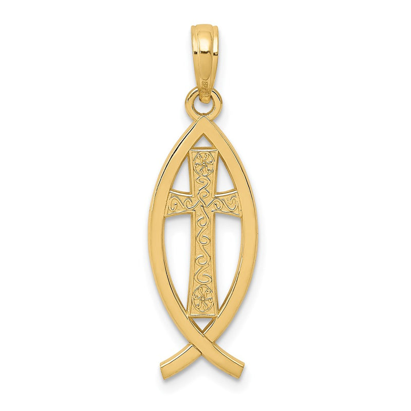 14K Yellow Gold Ichthus Fish Pendant