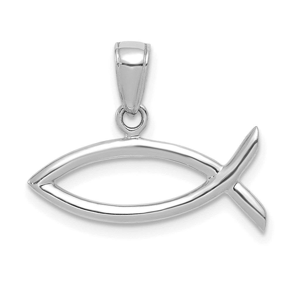 14K White Gold Ichthus Fish Pendant