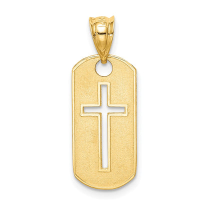 14K Yellow Gold Polished Cross Cut-Out Pendant