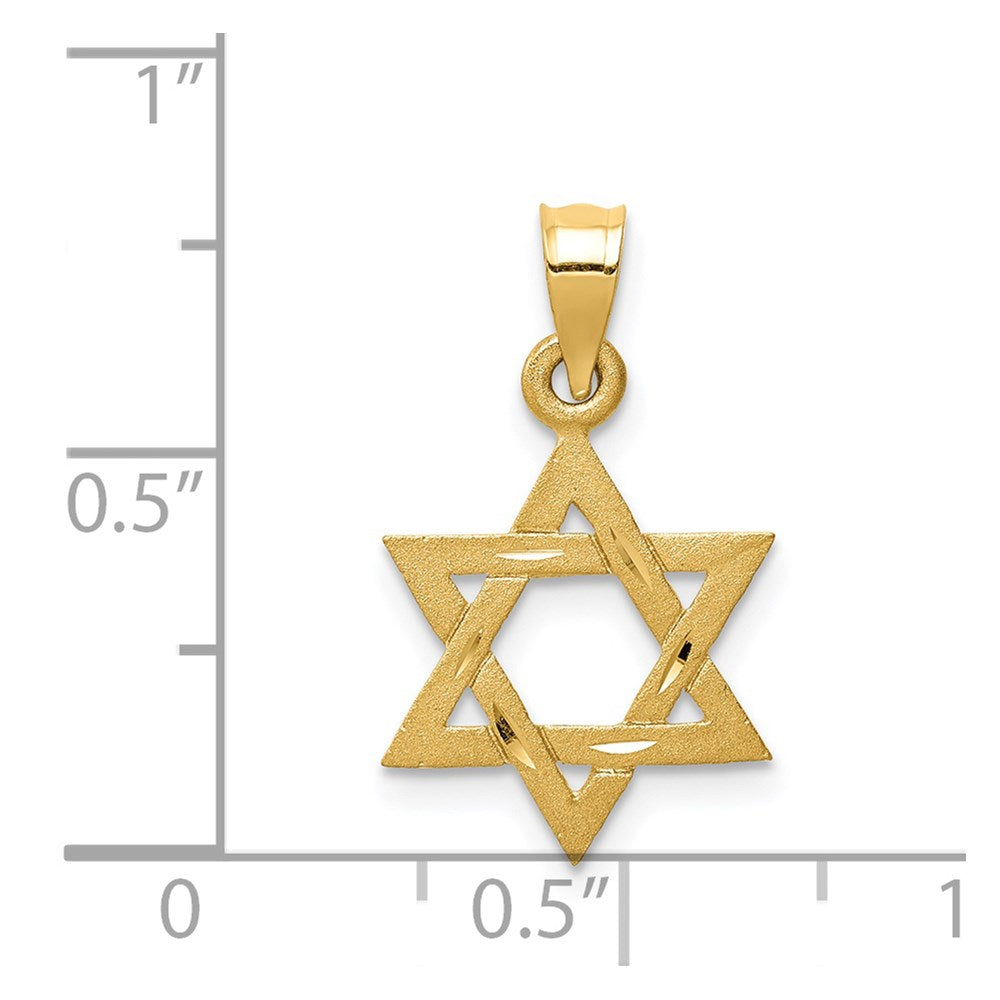 14K Yellow Gold Solid Satin Star Of David Charm