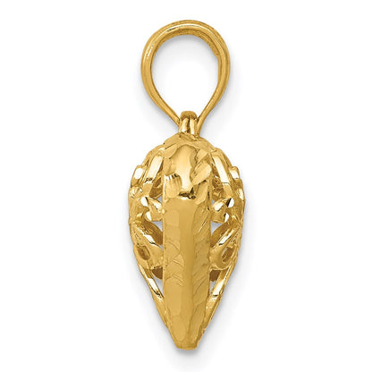 14K Yellow Gold Polished 3-D Filigree Puffed Heart Pendant