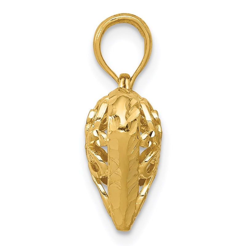 14K Yellow Gold Polished 3-D Filigree Puffed Heart Pendant