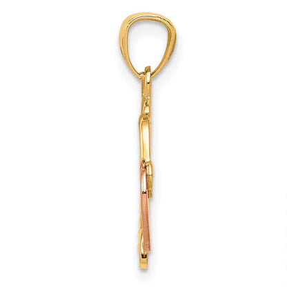 14K Two-Tone Heart Lock And Key Pendant