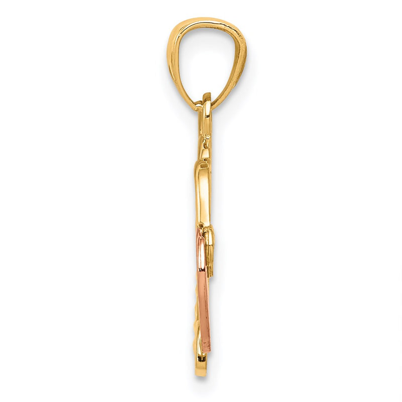 14K Two-Tone Heart Lock And Key Pendant