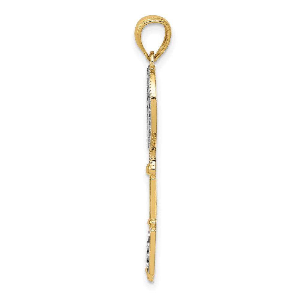 14K Yellow & Rhodium W/White Polished Heart Key Charm