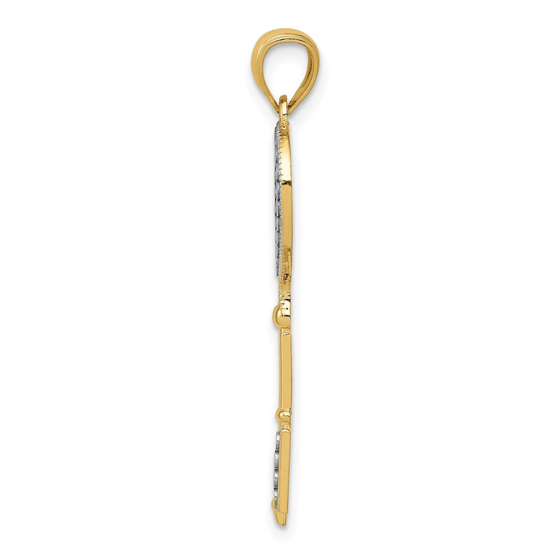 14K Yellow & Rhodium W/White Polished Heart Key Charm