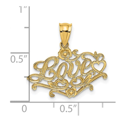 14K Yellow Gold Love With Heart Charm
