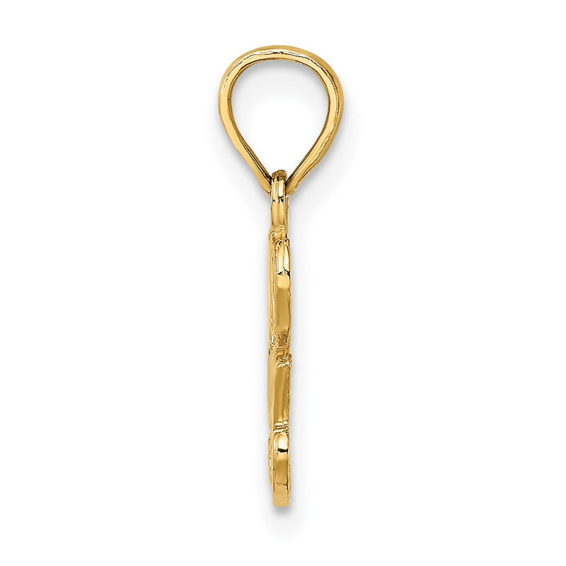 14K Yellow Gold Polished And Textured I Heart You Charm