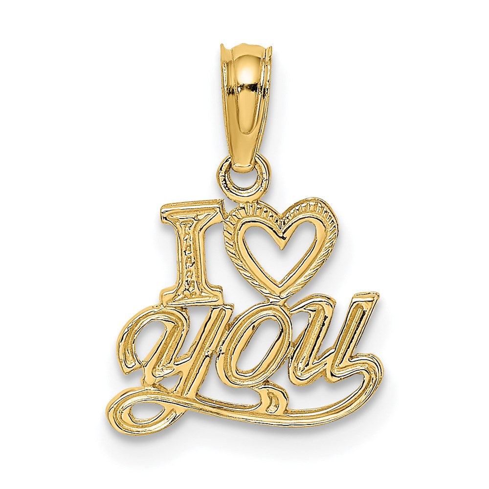14K Yellow Gold Polished And Textured I Heart You Charm