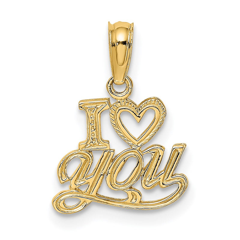14K Yellow Gold Polished And Textured I Heart You Charm