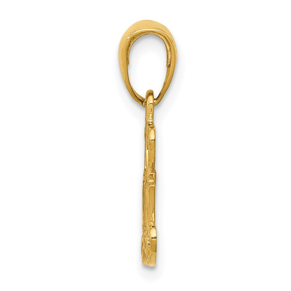 14K Yellow Gold Polished And Textured I Heart You Pendant
