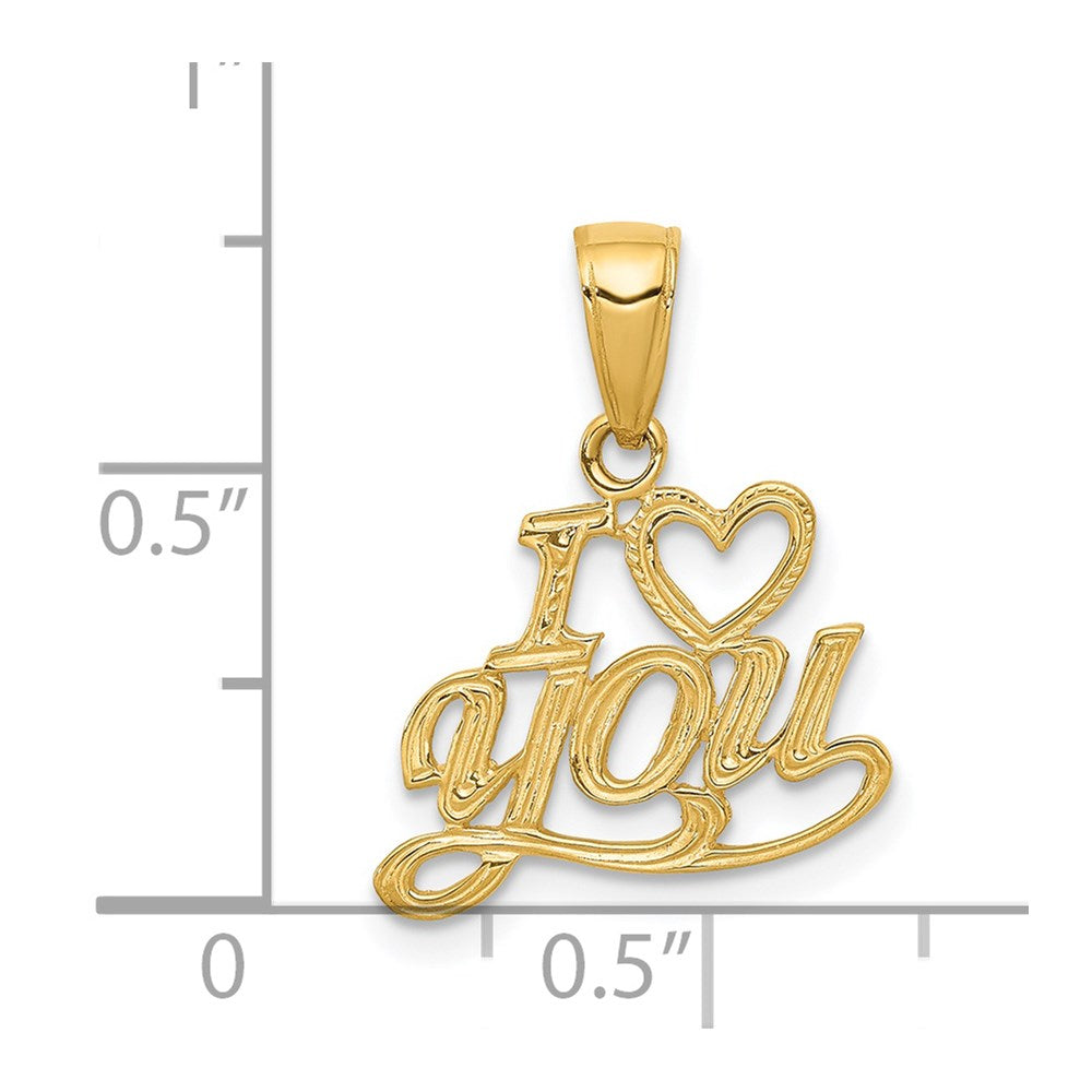 14K Yellow Gold Polished And Textured I Heart You Pendant