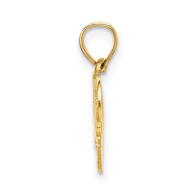 14K Yellow Gold I Love You Double Heart Charm