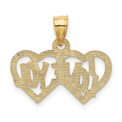 14K Yellow Gold I Love You Double Heart Charm