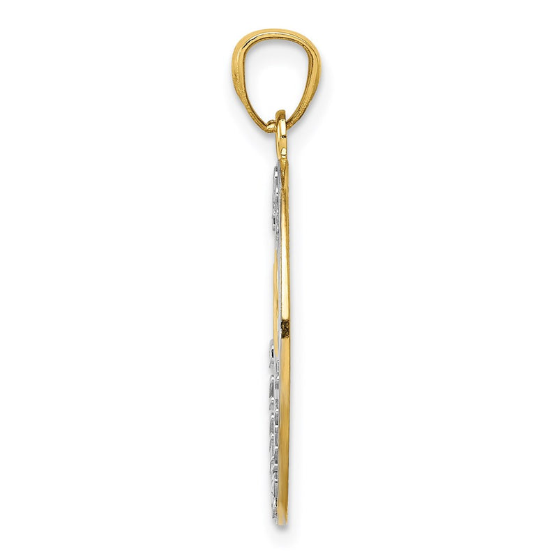 14K Yellow & Rhodium And White Happy Anniversary Hearts Pendant