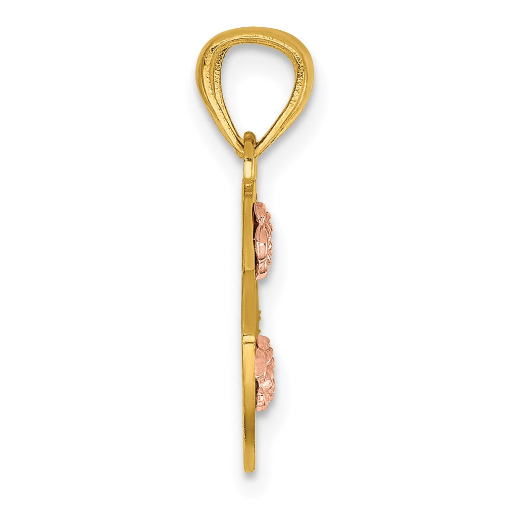 14K Two-Tone Best Friends Break Apart Heart Pendant