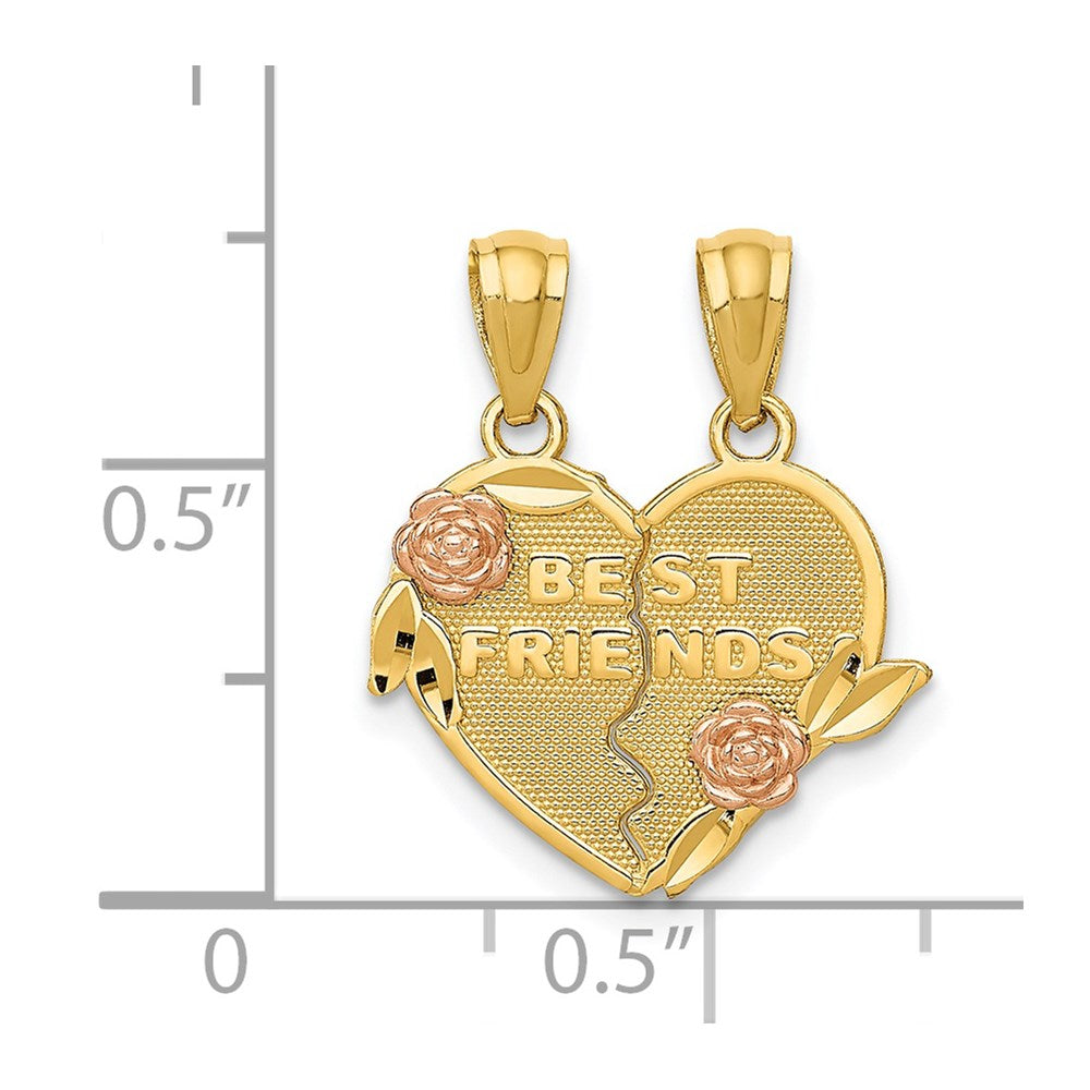 14K Two-Tone Best Friends Break Apart Heart Pendant