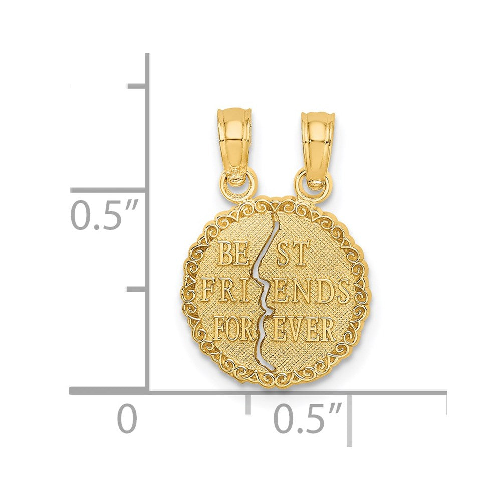 14K Yellow Gold Best Friends Forever Break Apart Charm