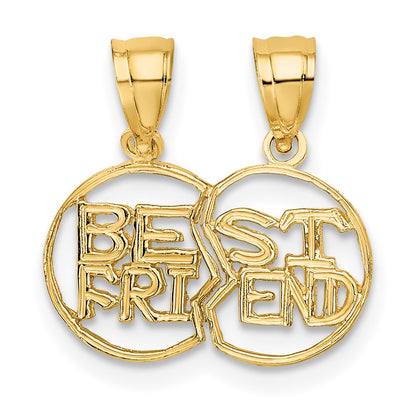 14K Yellow Gold Break Apart Cut-Out Best Friend Charm