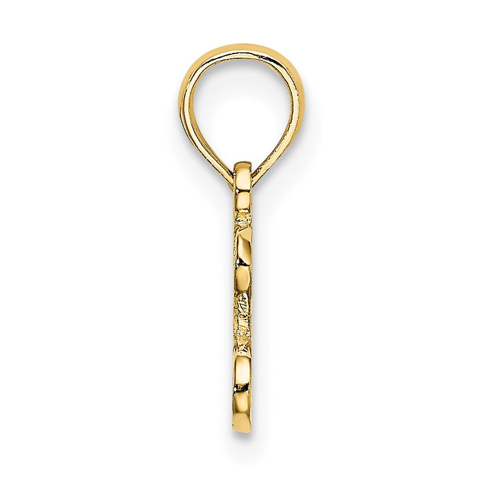14K Yellow Gold Polished / Textured I Love Charm