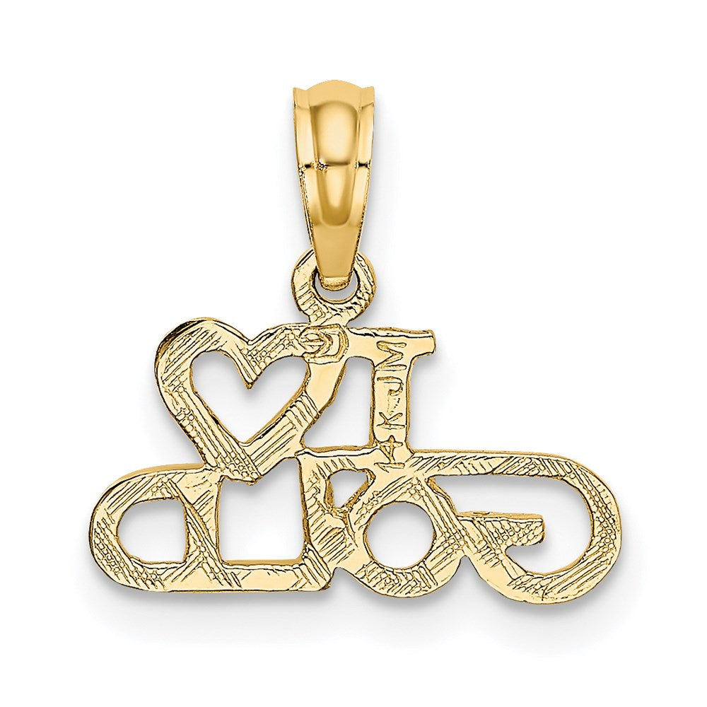 14K Yellow Gold Polished / Textured I Love Charm