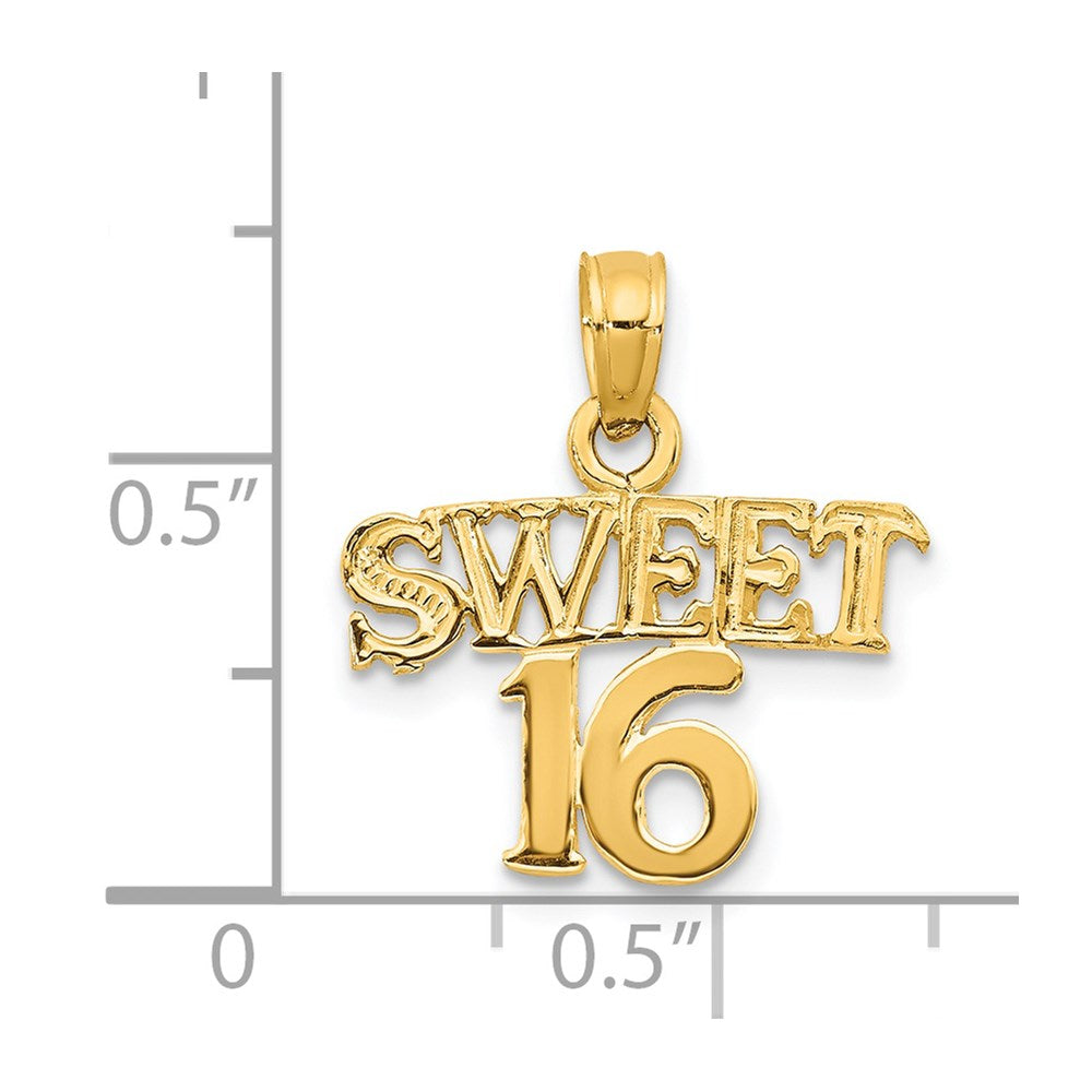 14K Yellow Gold Sweet 16 Pendant