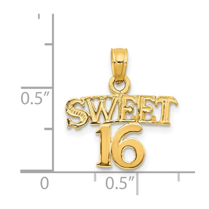 14K Yellow Gold Sweet 16 Pendant