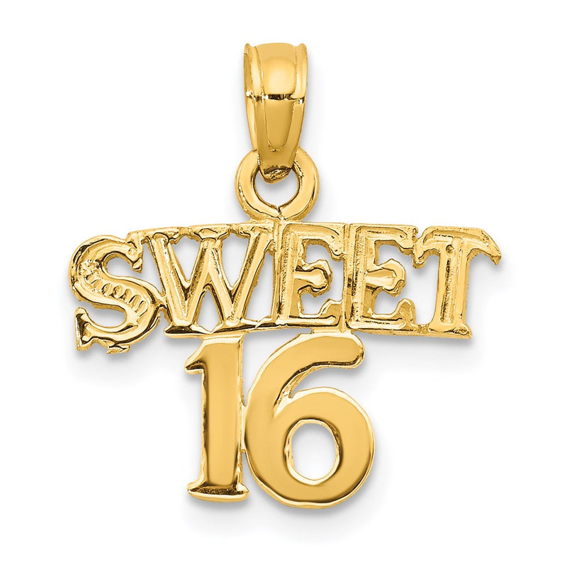 14K Yellow Gold Sweet 16 Pendant