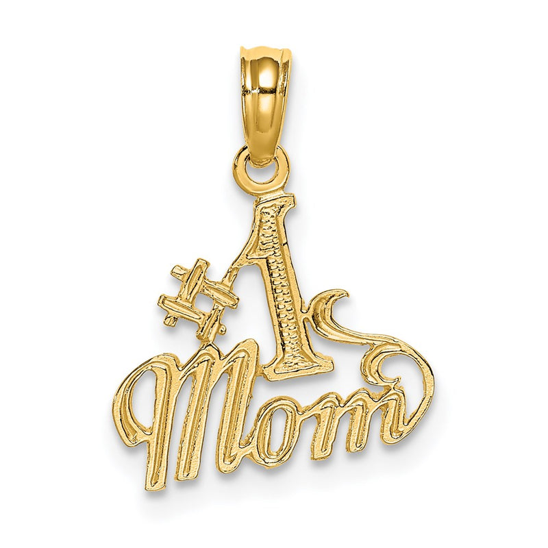 14K Yellow Gold Polished #1 Mom Pendant