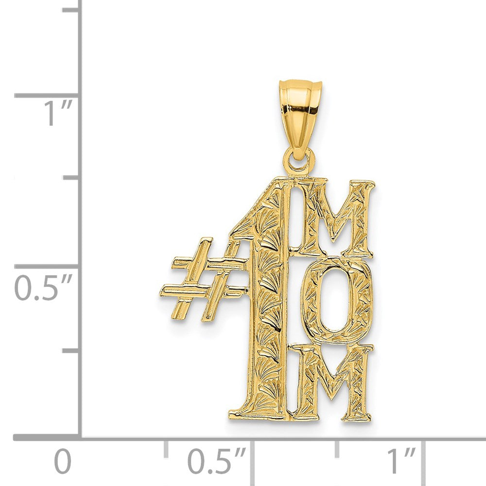 14K Yellow Gold #1 Mom Vertical Charm