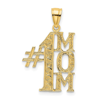 14K Yellow Gold #1 Mom Vertical Charm
