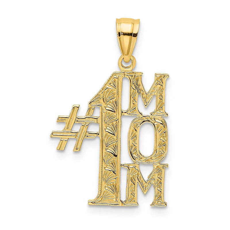 14K Yellow Gold #1 Mom Vertical Charm